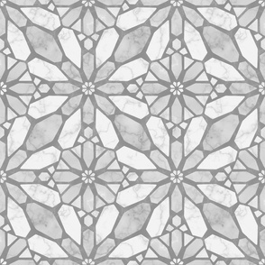 Marble Mosaic Tile in Light Grey, Soft Grey, and Charcoal – Large