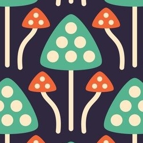 2843 H Medium - midcentury mushrooms  