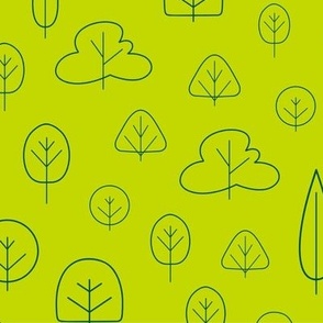 Woodland Trees - MEDIUM - Mono Lime Green