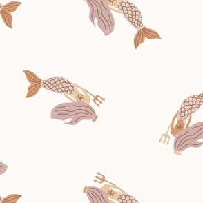 Little Mermaids - dusty pink and orange