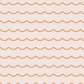 Hand drawn ocean waves - dusty orange