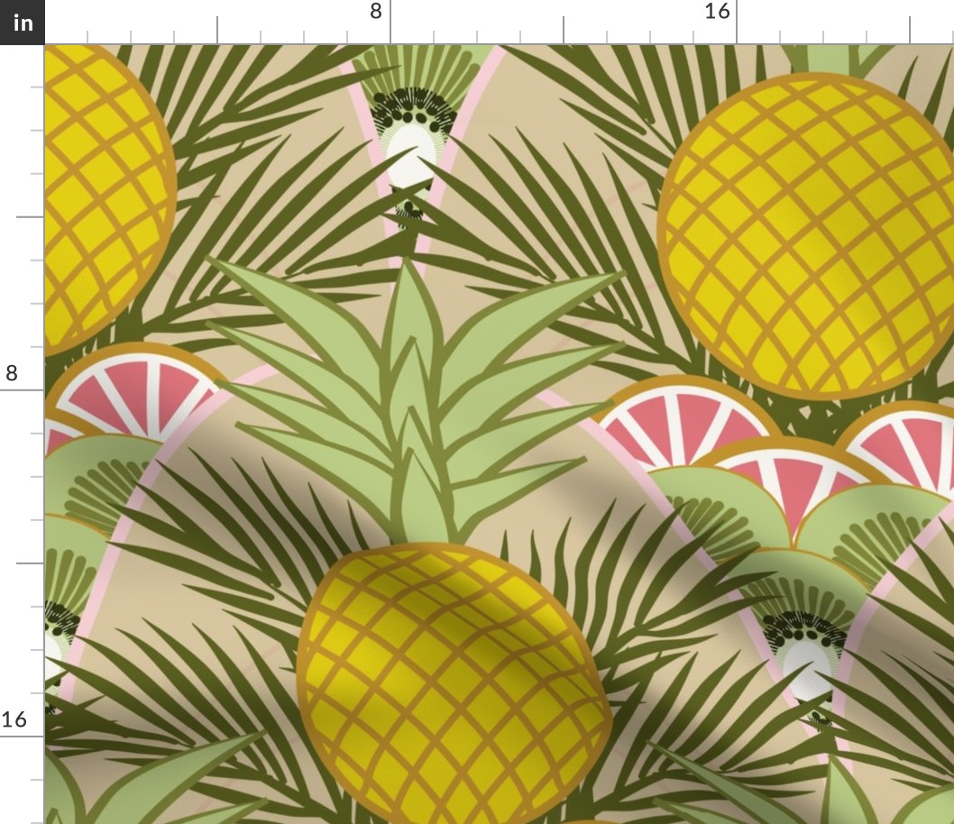 Tropical fruits pineapple kiwi grapefruit - large