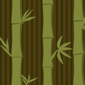 tropical Lounge bamboo forest grove stripes - brown - large