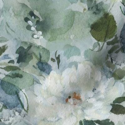 MDN-Delicately painted flowers for garden lovers in green and blue