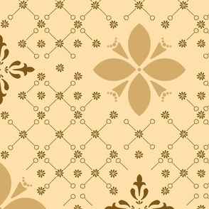 (XL) morocco flower tiles in brown on yellow