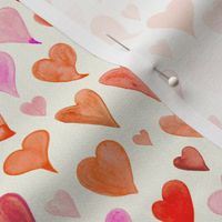 Watercolor Hearts - Red + Pink