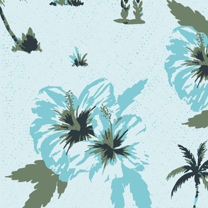 (XL) hibiscus and palm trees in mega matter XL scale