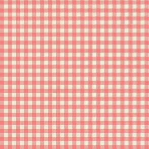 coral pink and cream gingham check