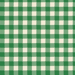 cream and green gingham check