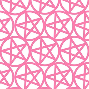 XL - Pentagrams Magenta Fuchsia Pink on White Pentacle Pagan Wicca Witch Craft Halloween Geo Magic Occult Clairvoyange Simple Minimal