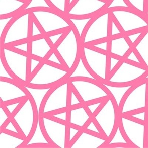 L - Pentagrams Magenta Fuchsia Pink on White Pentacle Pagan Wicca Witch Craft Geo Magic Occult Clairvoyange Simple Minimal Halloween