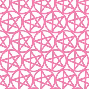 S - Pentagrams Magenta Fuchsia Pink on White Pentacle Pagan Wicca Witch Craft Geo Magic Occult Clairvoyange Simple Minimal Halloween