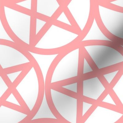 XL - Pentagrams Peach Pink on White Pentacle Stars Pagan Wicca Witch Craft Halloween Geo Magic Occult Clairvoyange Simple Minimal