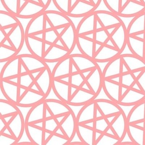 M - Pentagrams Peach Pink on White Pentacle Stars Pagan Wicca Witch Craft Halloween Geo Magic Occult Clairvoyange Simple Minimal