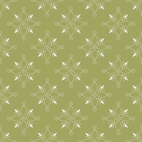 white flower tiles Christmas geometric ornament on light green