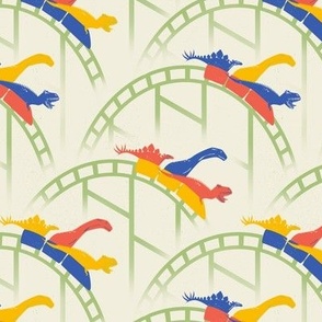 Rollercoaster Rex, retro primary colours, small