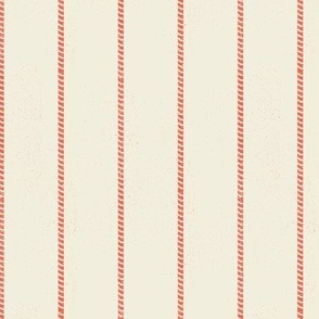 Merry Go Round Pole Stripes, red on ivory
