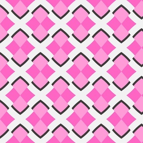 Argyle  pink black and white checks / medium