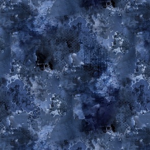 Modern Abstract Distressed Paint Texture Midnight Blue Smaller Scale