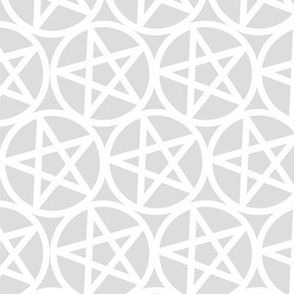 M - Pentagrams Light Gray on White Pentacle Stars Pagan Wicca Witch Craft Halloween Geo Magic Occult Clairvoyange Simple Minimal