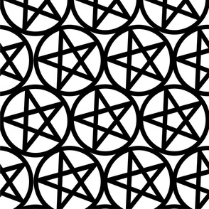 XL - Pentagrams Black on White Pentacle Stars Pagan Wicca Witch Craft Halloween Geo Magic Occult Clairvoyange Simple Minimal