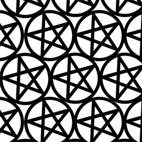 M - Pentagrams Black on White Pentacle Stars Pagan Wicca Witch Craft Halloween Geo Magic Occult Clairvoyange Simple Minimal