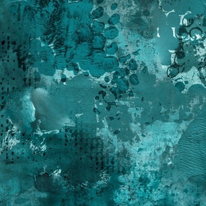 Modern Abstract Distressed Paint Texture Turquoise Teal