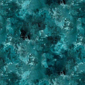 Modern Abstract Distressed Paint Texture Turquoise Teal Smaller Scale