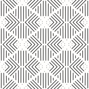 Minimalist Black Geometric Diamond Line Art on White 