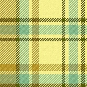 Crossroads Plaid in Lemon Yellow Turquoise and Gold
