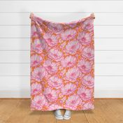Hot Pink and Orange Poppy Floral Large