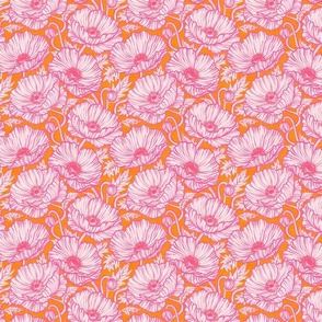 Hot Pink and Orange Poppy Floral Small