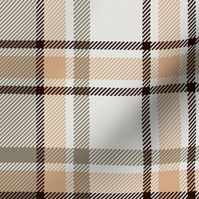 Crossroads Plaid in Taupe Peach and Off-White