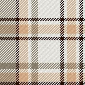 Crossroads Plaid in Taupe Peach and Off-White