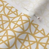 XS - Pentagrams Gold Yellow Ochre on White Pentacle Stars Pagan Wicca Witch Craft Halloween Geo Magic Occult Clairvoyange Simple Minimal