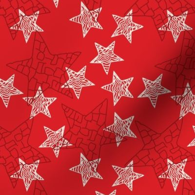 Line Art Stars | Red Patriotic | Small Scale