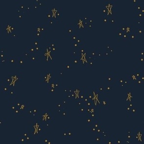 Golden Celestial Sky Starry Night on Midnight Navy
