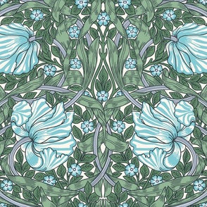 Pimpernel Pantone Mega Matter Bedding: Dark Moody Florals & Historic Victorian Art Nouveau Reimagined with William Morris' Damask Wallpaper