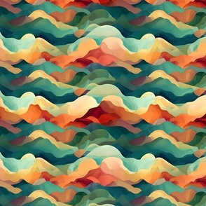 Abstract Mountains and Clouds in Vibrant Hues