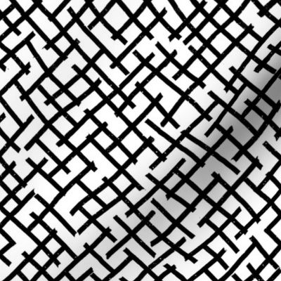 Criss cross broken lines - black and white