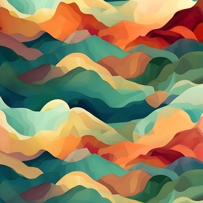 Jumbo Abstract Mountains and Clouds in Vibrant Hues