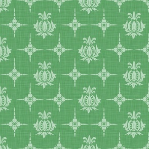 Pomegranate Pane - Medium - Green- - Linen Texture, Monochromatic