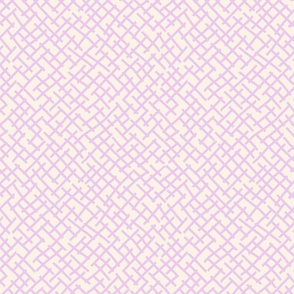 Criss cross broken lines - pastel purple, cream