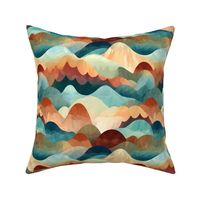 Polygonal Panorama A Vibrant Journey Through Abstract Mountains and Waves