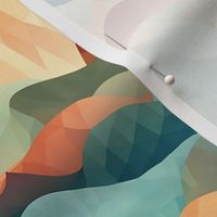 Polygonal Panorama A Vibrant Journey Through Abstract Mountains and Waves