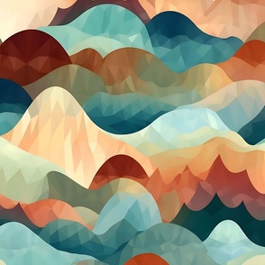 Jumbo Polygonal Panorama A Vibrant Journey Through Abstract Mountains and Waves