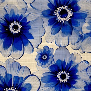 Vintage Floral Textured Blue 27