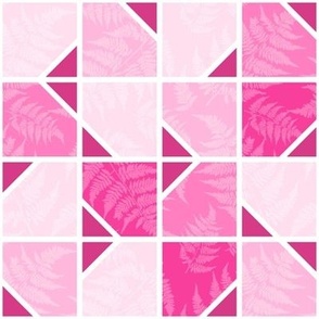 Medium Tiles Shades of Hot Pink with Ferns Texture
