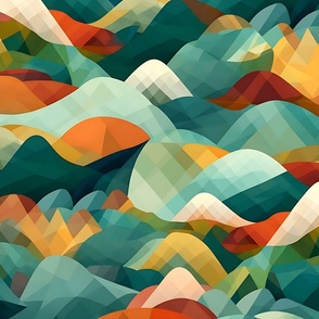 Jumbo Colorful Cascades: An Abstract Odyssey of Mountains and Shapes