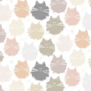 cat - fluffer cat neutral colors - cute fluffy cats - cat fabric